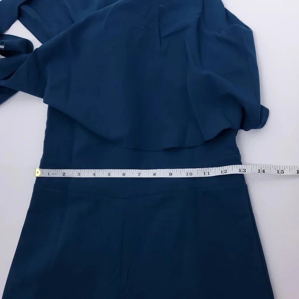 Sleeveless Navy One-Shoulder Jumpsuit with Tie Detail - Picture 5 of 9